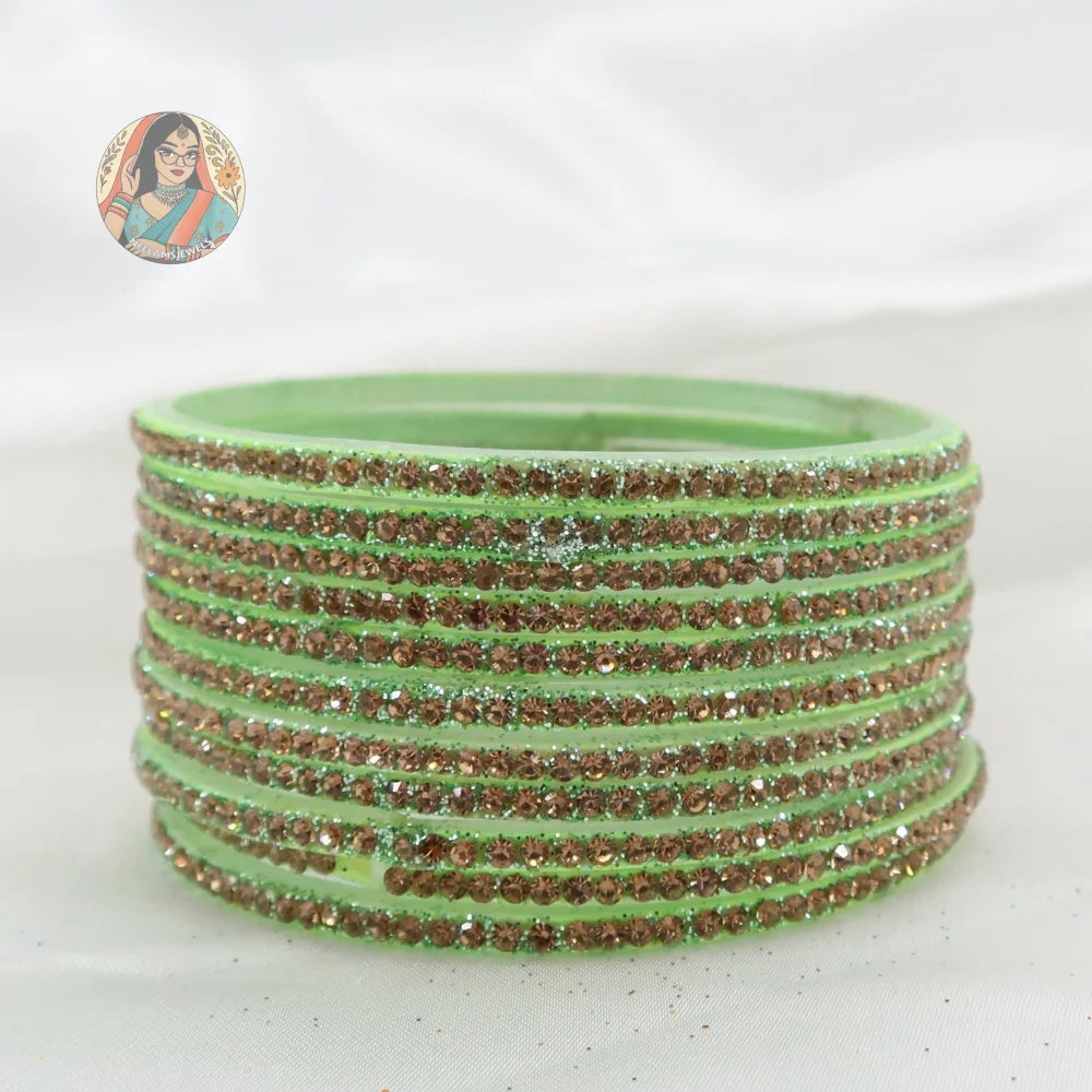 ’Mint Green’ Bebo Glitter Glass Bangle Set