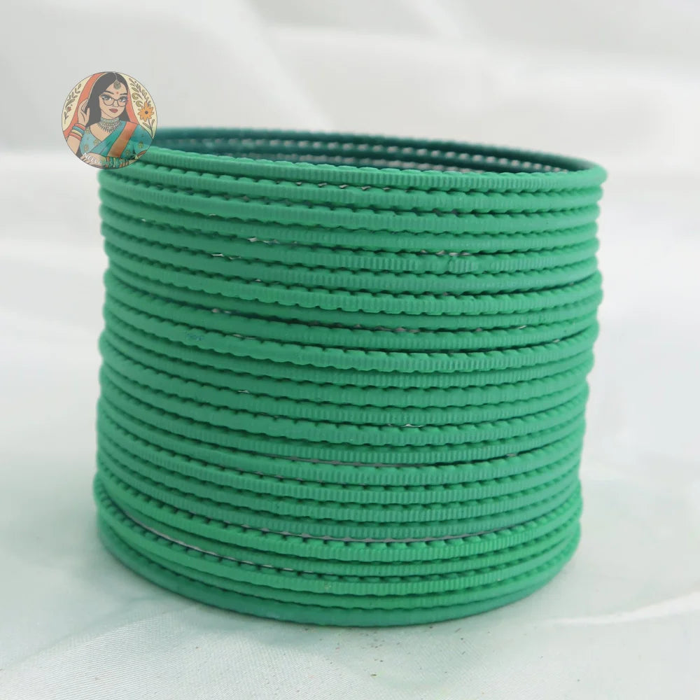 ’Mint Green’ Matte Textured Ridged Bangle Set