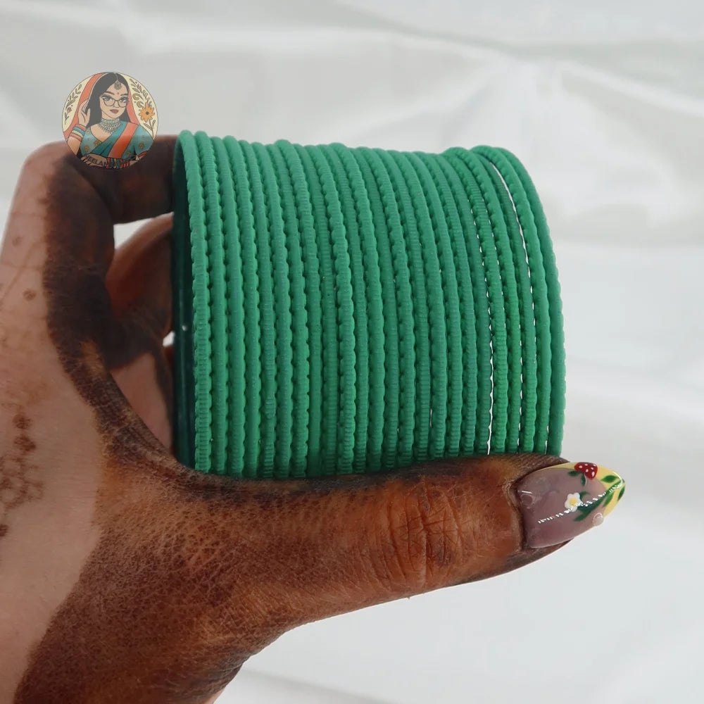 ’Mint Green’ Matte Textured Ridged Bangle Set