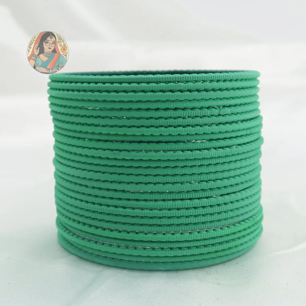 ’Mint Green’ Matte Textured Ridged Bangle Set