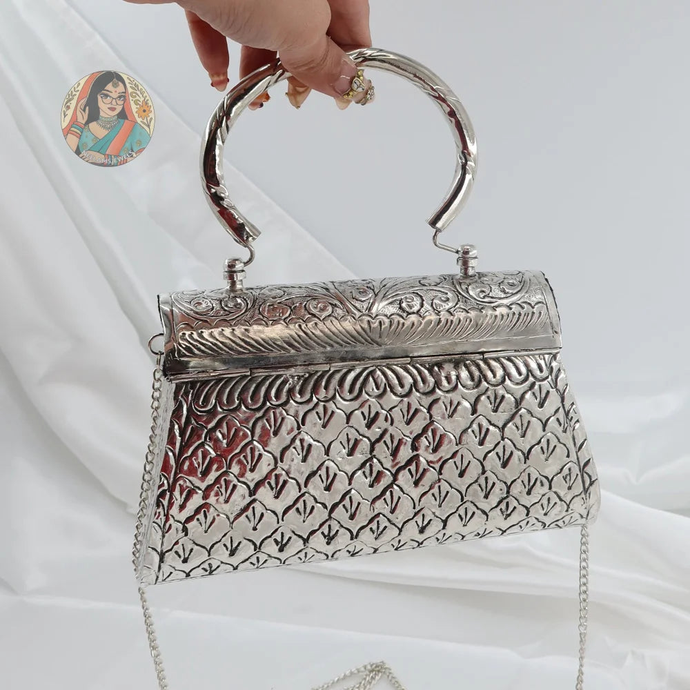 Misha - Silver Metal Handbag