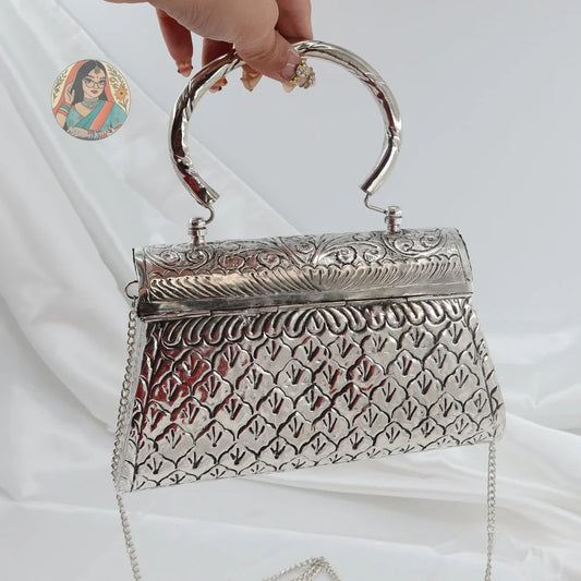 Misha - Silver Metal Handbag