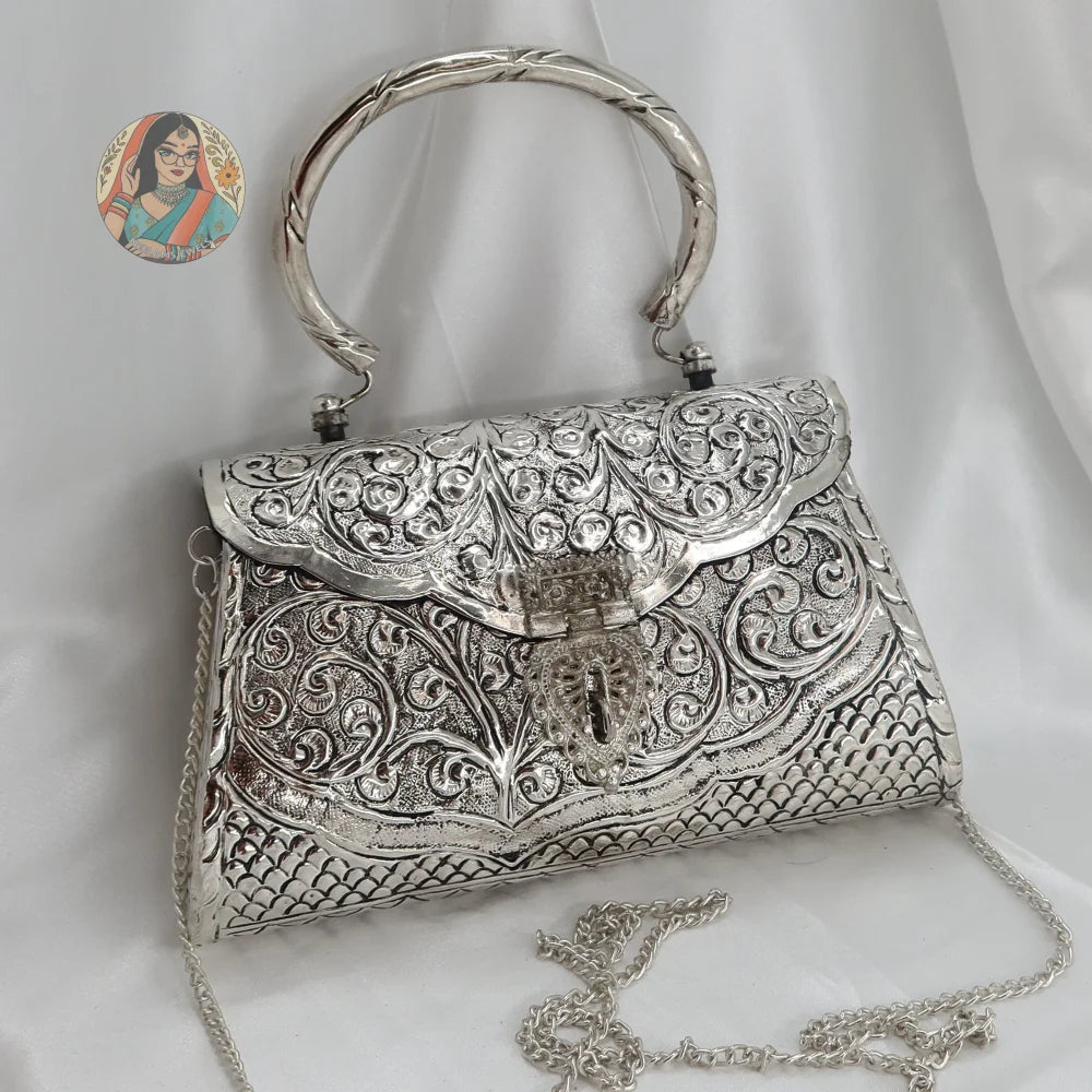 Misha - Silver Metal Handbag