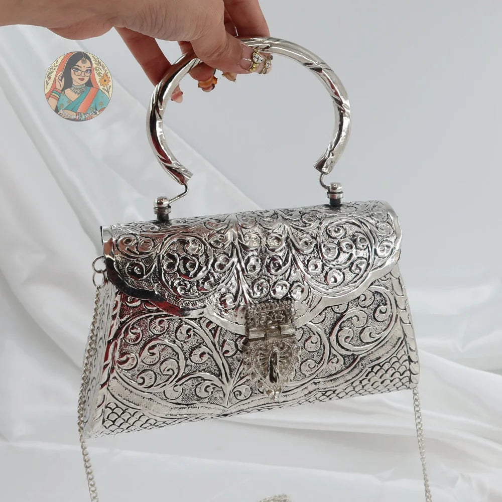 Misha - Silver Metal Handbag