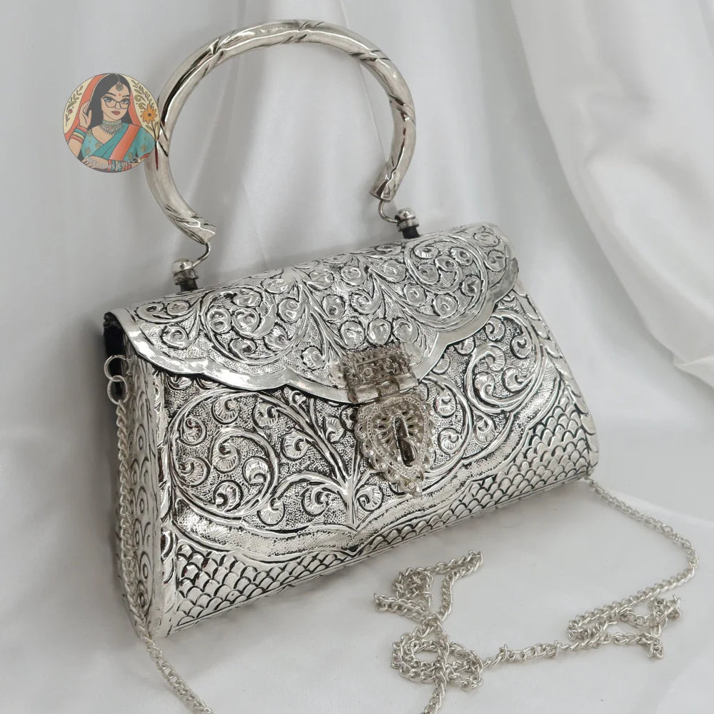Misha - Silver Metal Handbag