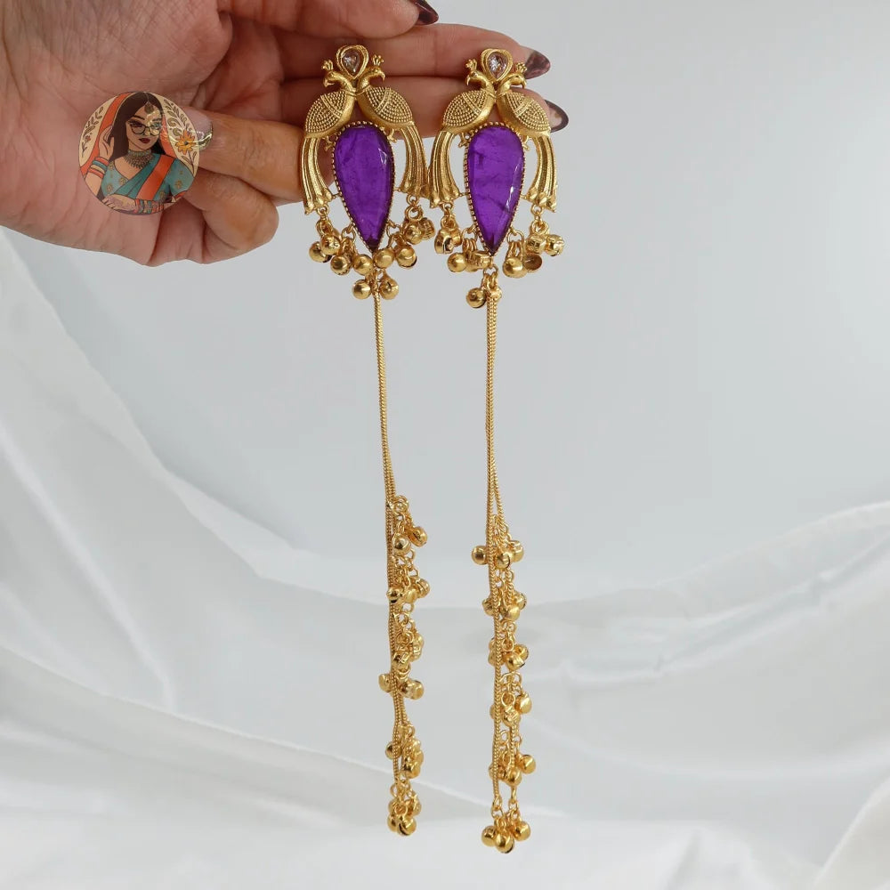 Morni Kashmiri Earrings - Purple