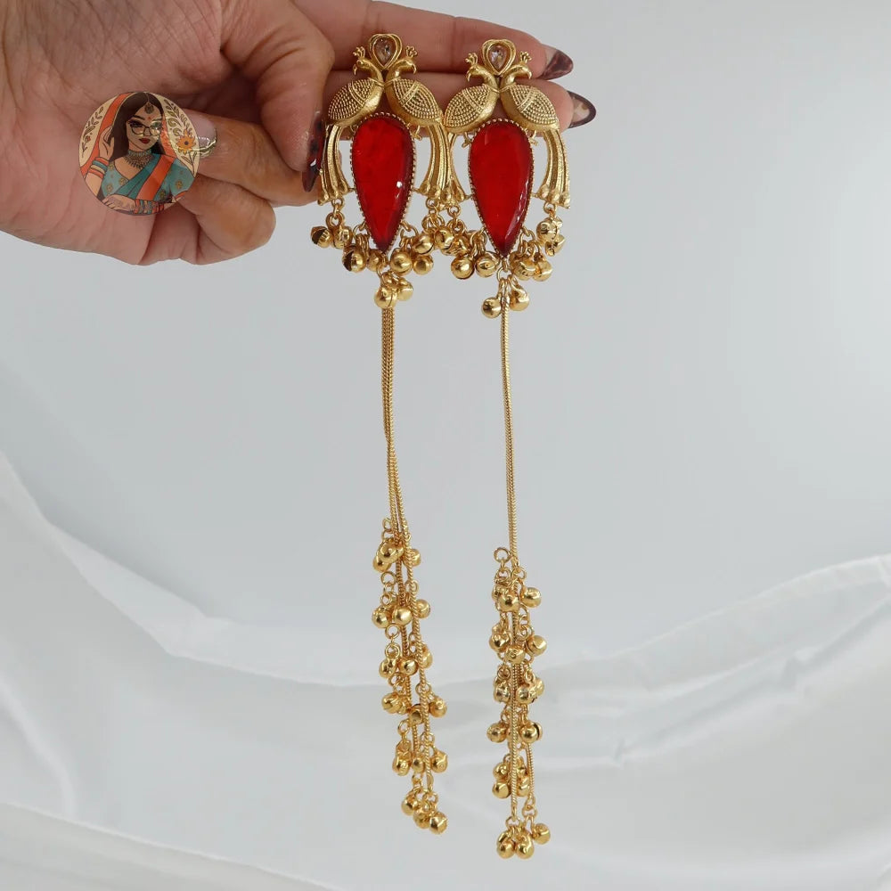 Morni Kashmiri Earrings - Red