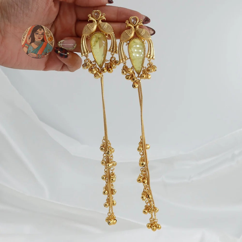 Morni Kashmiri Earrings - Yellow