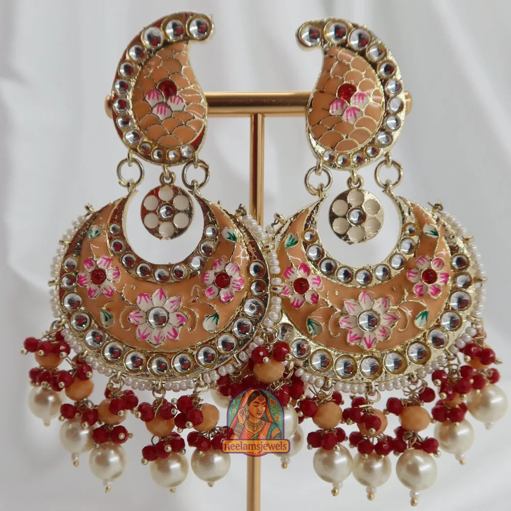 Morni - Meenakari Earrings Peach