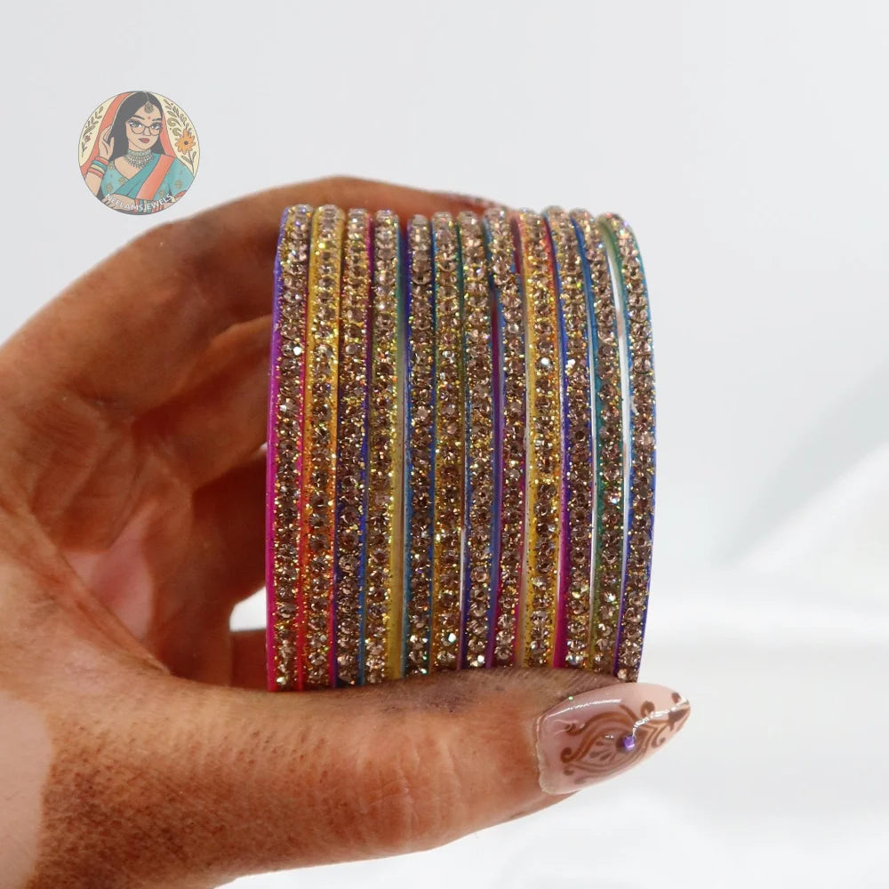 ’Multicolor’ Bebo Glitter Glass Bangle Set