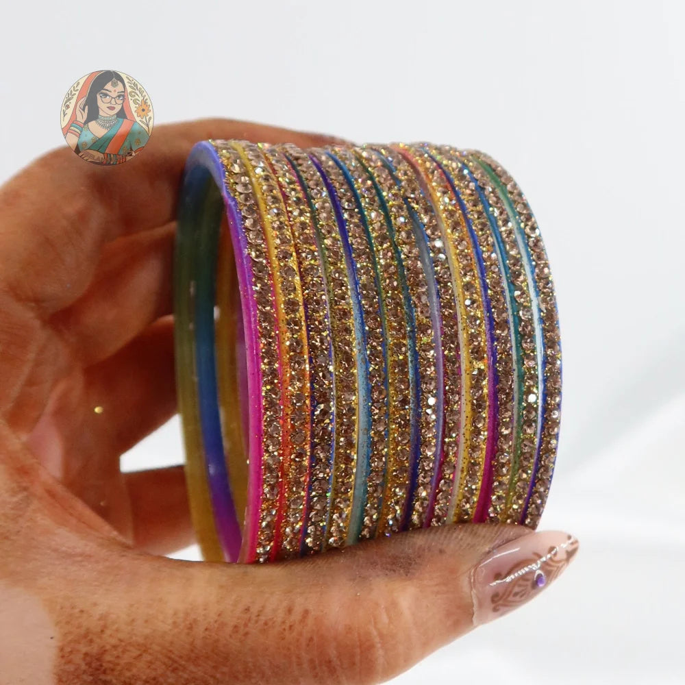 ’Multicolor’ Bebo Glitter Glass Bangle Set
