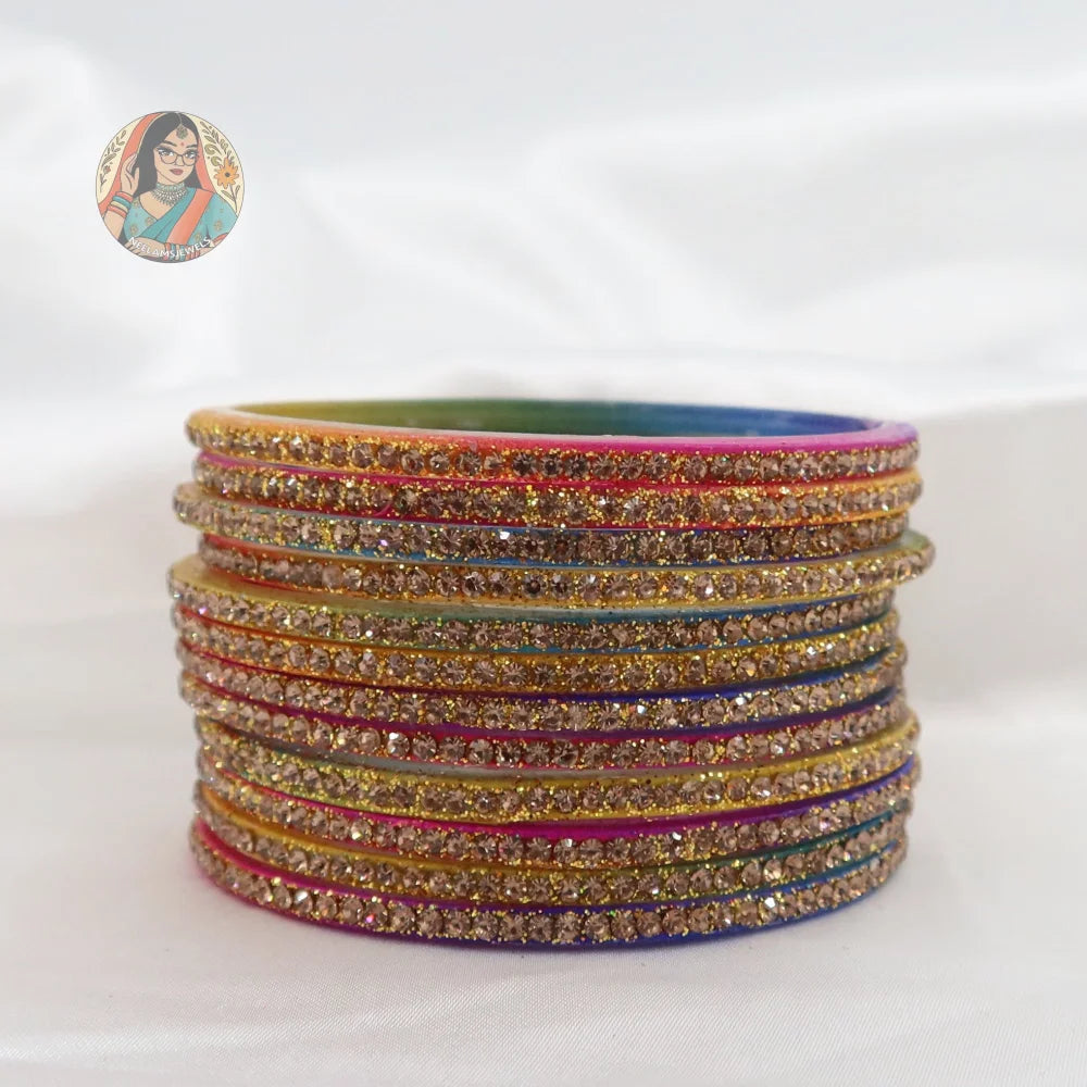 ’Multicolor’ Bebo Glitter Glass Bangle Set
