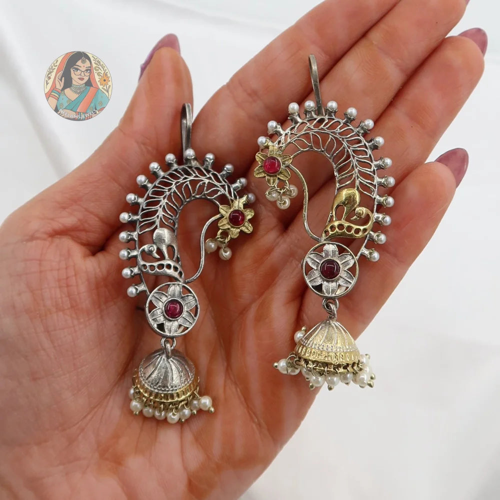 Nanda Dual Tone Kaanphool Earrings