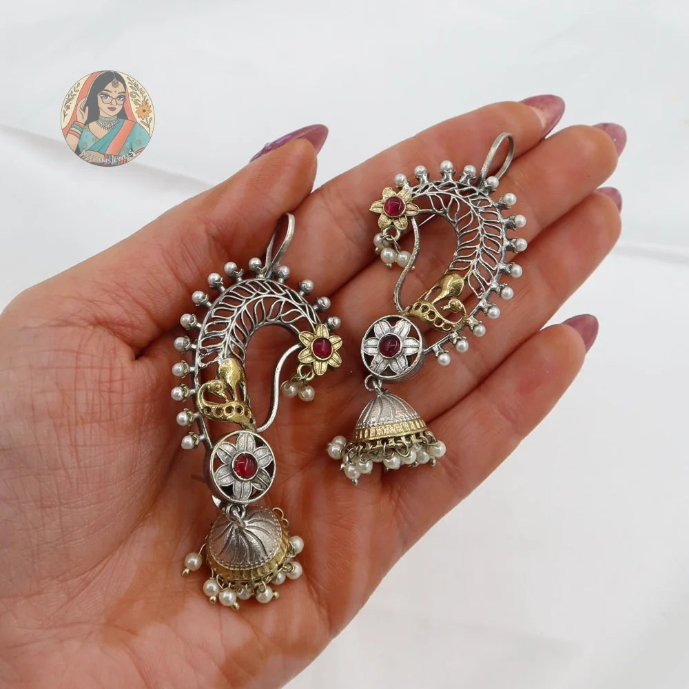 Nanda Dual Tone Kaanphool Earrings