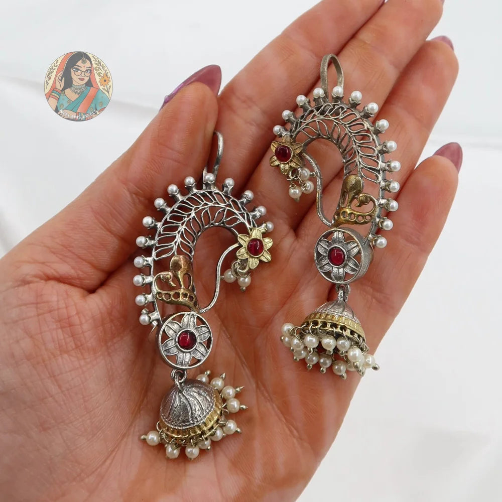 Nanda Dual Tone Kaanphool Earrings
