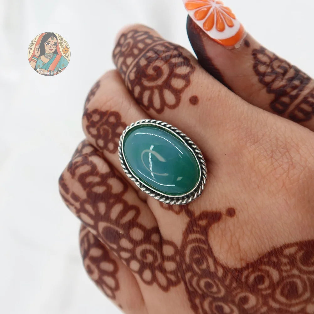 Natural Stone Silver Ring (Blue)