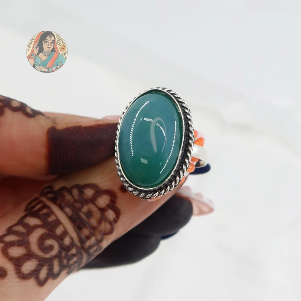 Natural Stone Silver Ring (Blue)