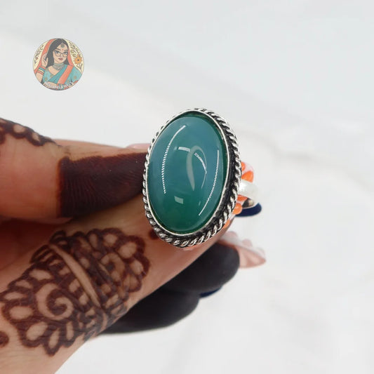 Natural Stone Silver Ring (Blue)