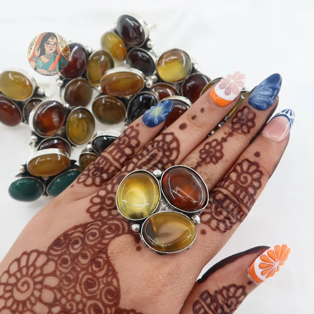 Natural Tri-Stone Ring I