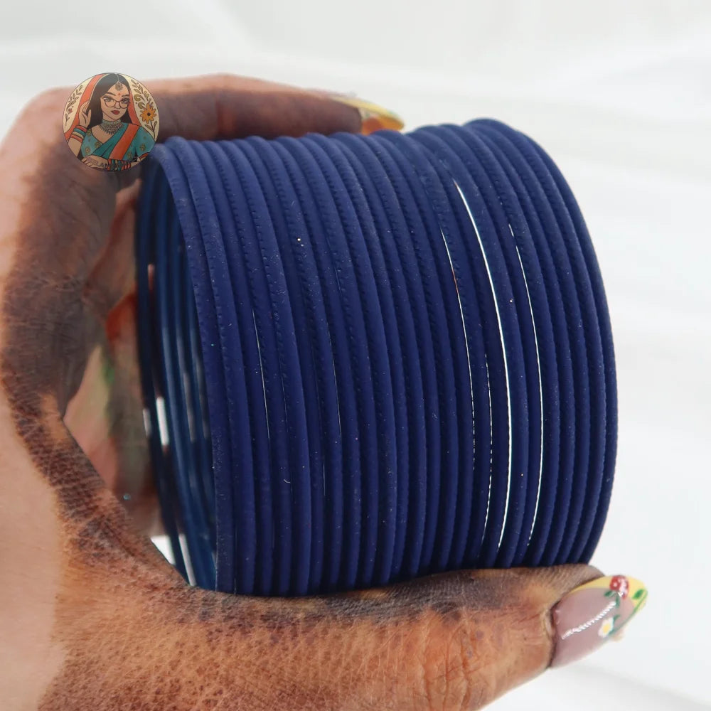 ’Navy Blue’ Plain Matte Bangle Set