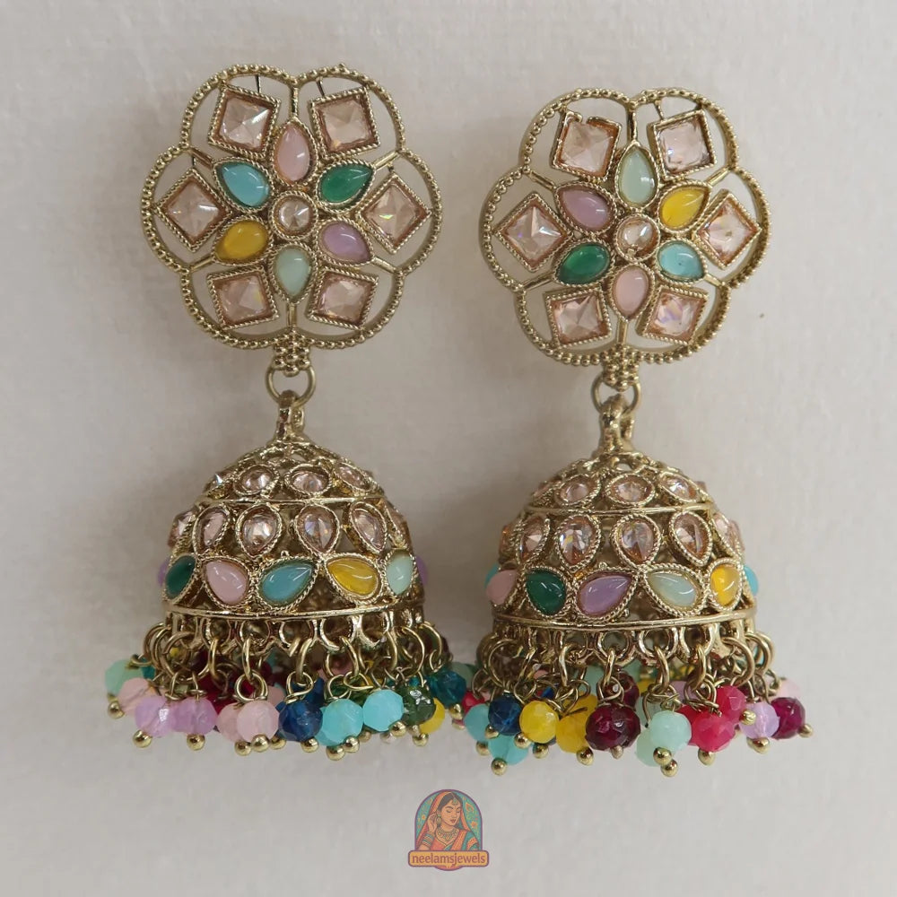 Neelam Jhumka & Tikka Set (Multi)