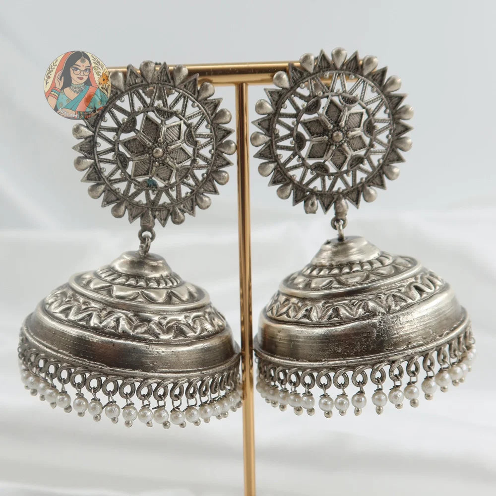 Nidhi Silver Jumbo Jhumka