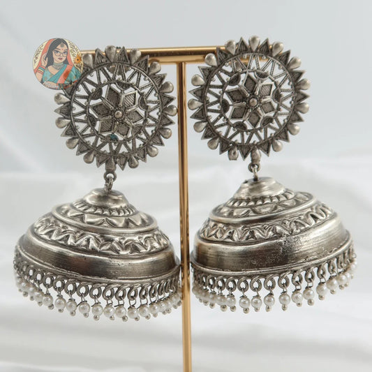Nidhi Silver Jumbo Jhumka