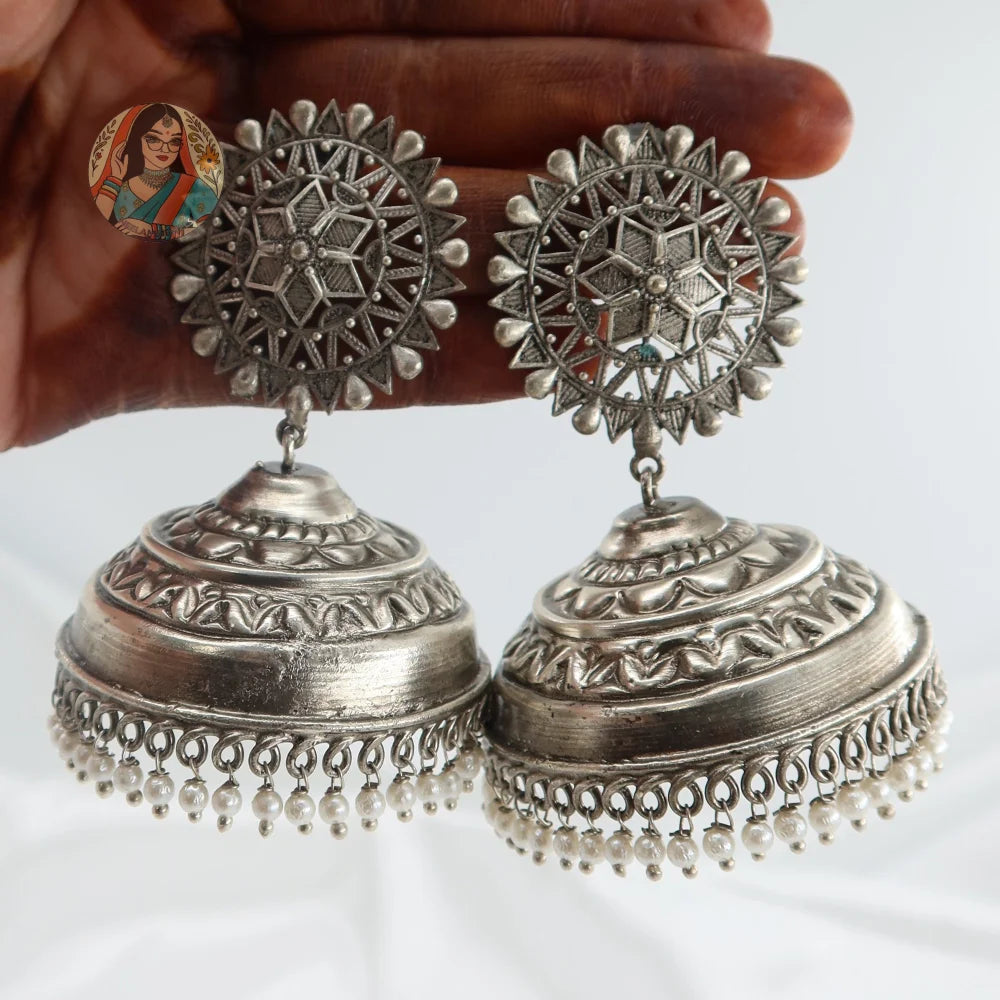 Nidhi Silver Jumbo Jhumka