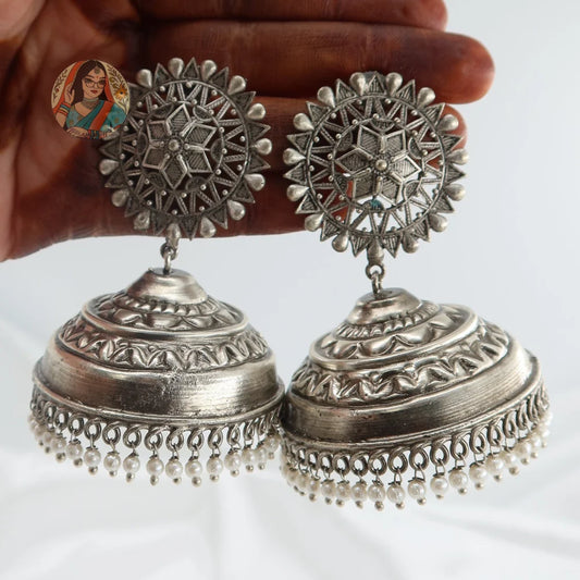 Nidhi Silver Jumbo Jhumka