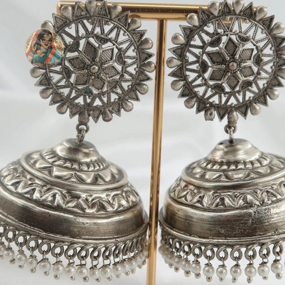 Nidhi Silver Jumbo Jhumka
