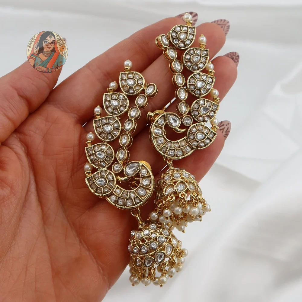 Nishka Kaanphool Earrings - White