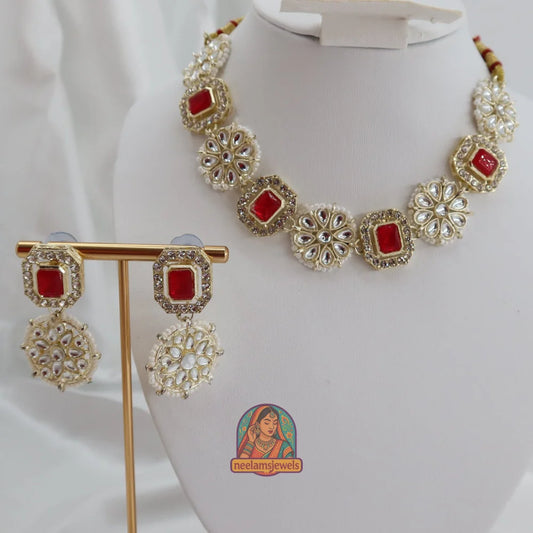 Noor Necklace Set (Dark Pink)