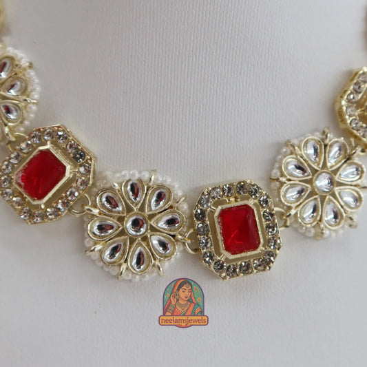 Noor Necklace Set (Dark Pink)