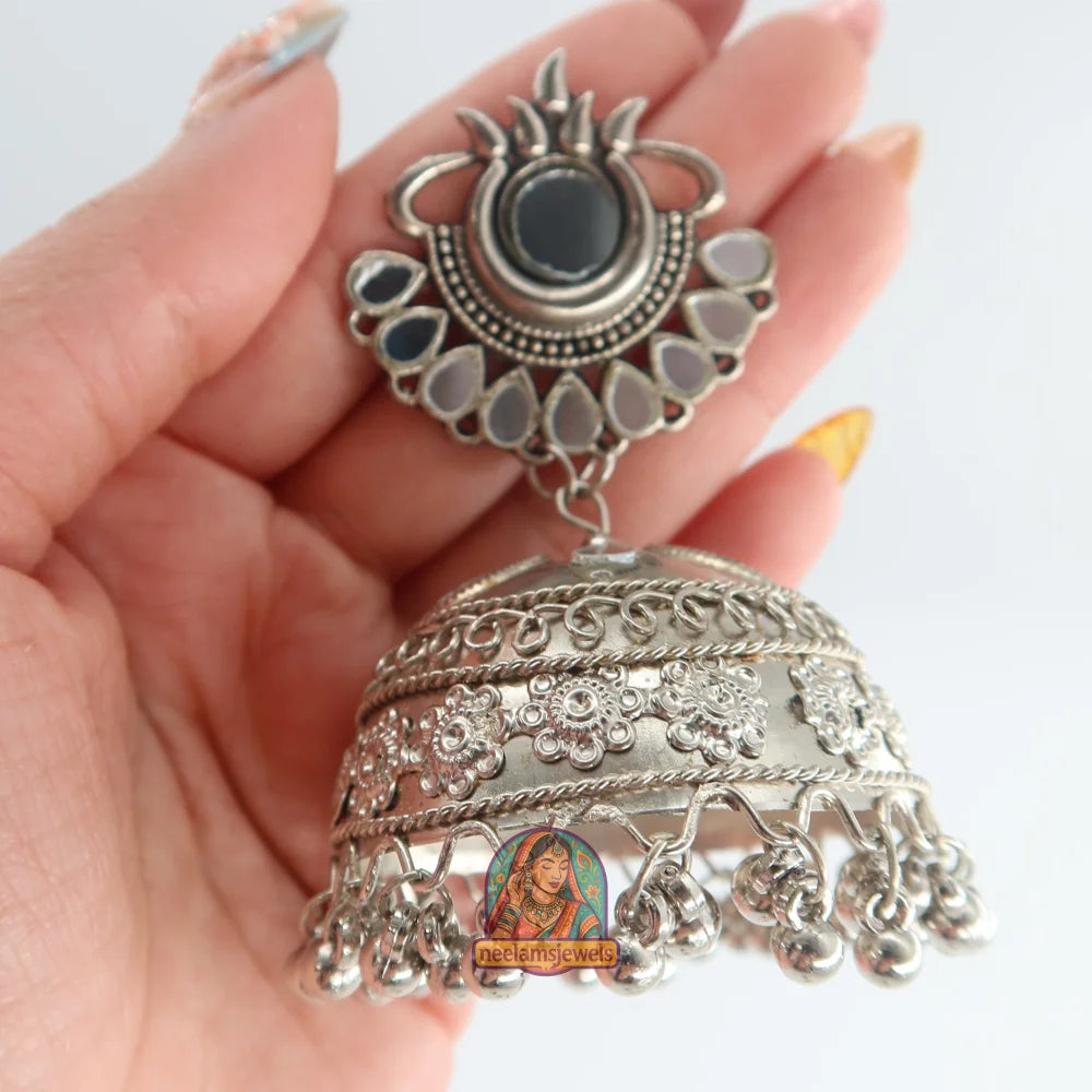 Noor Silver Jhumkas