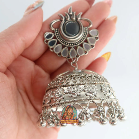 Noor Silver Jhumkas