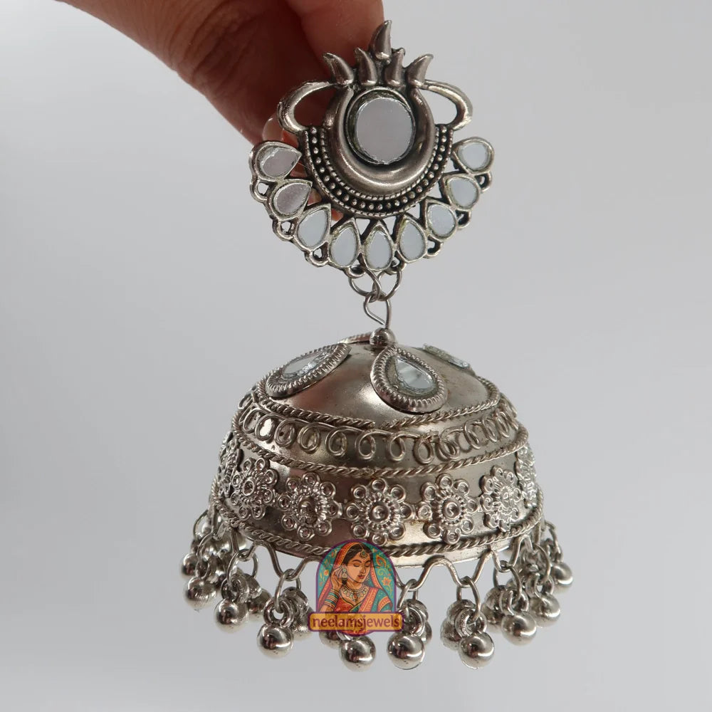 Noor Silver Jhumkas
