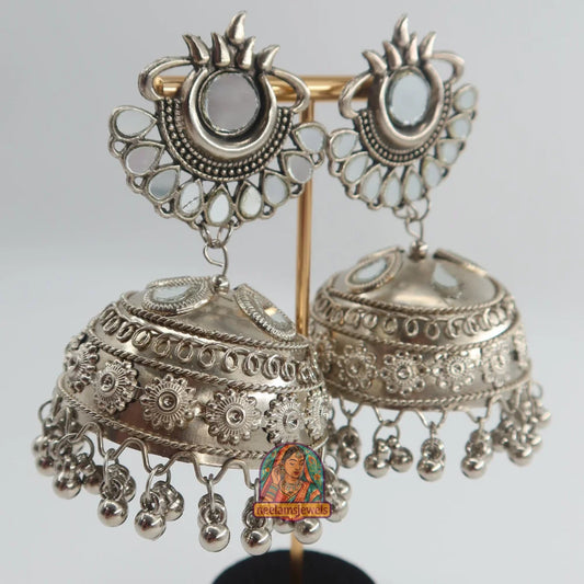 Noor Silver Jhumkas