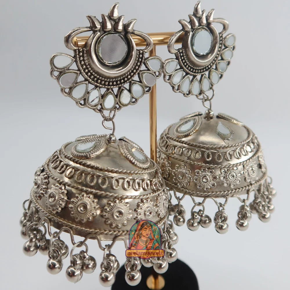 Noor Silver Jhumkas