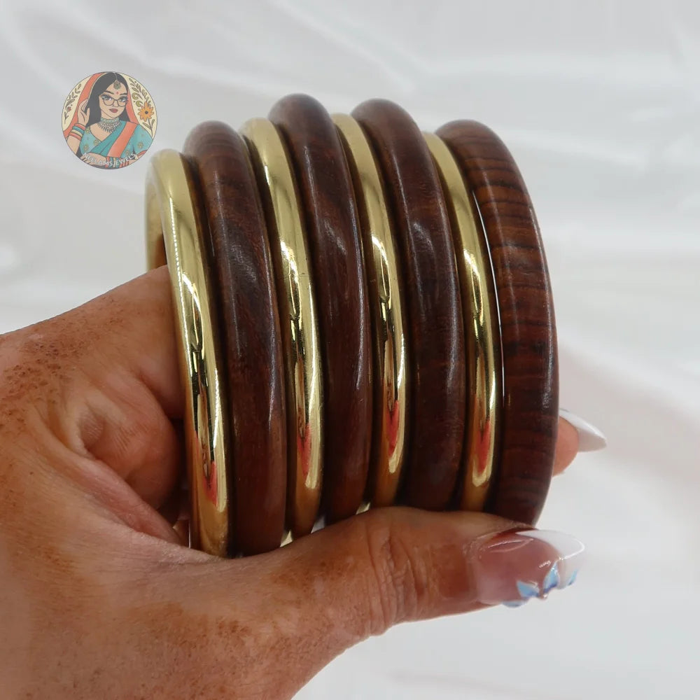Noor Wooden/Brass Bangle Stack