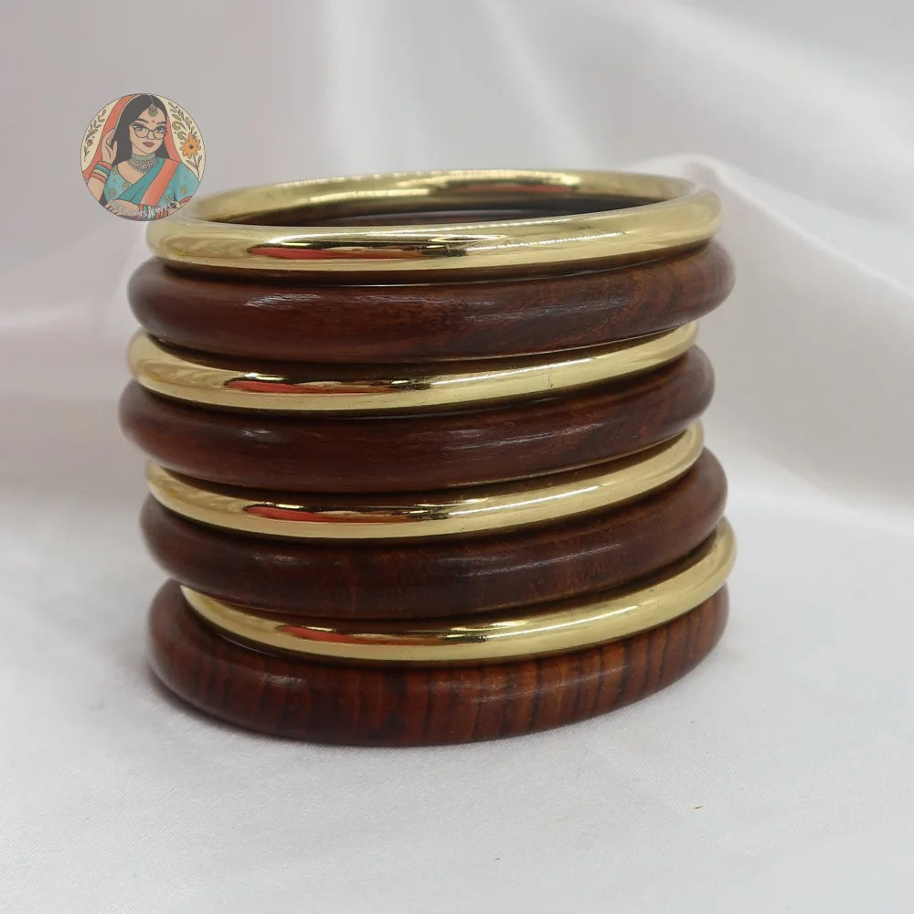 Noor Wooden/Brass Bangle Stack