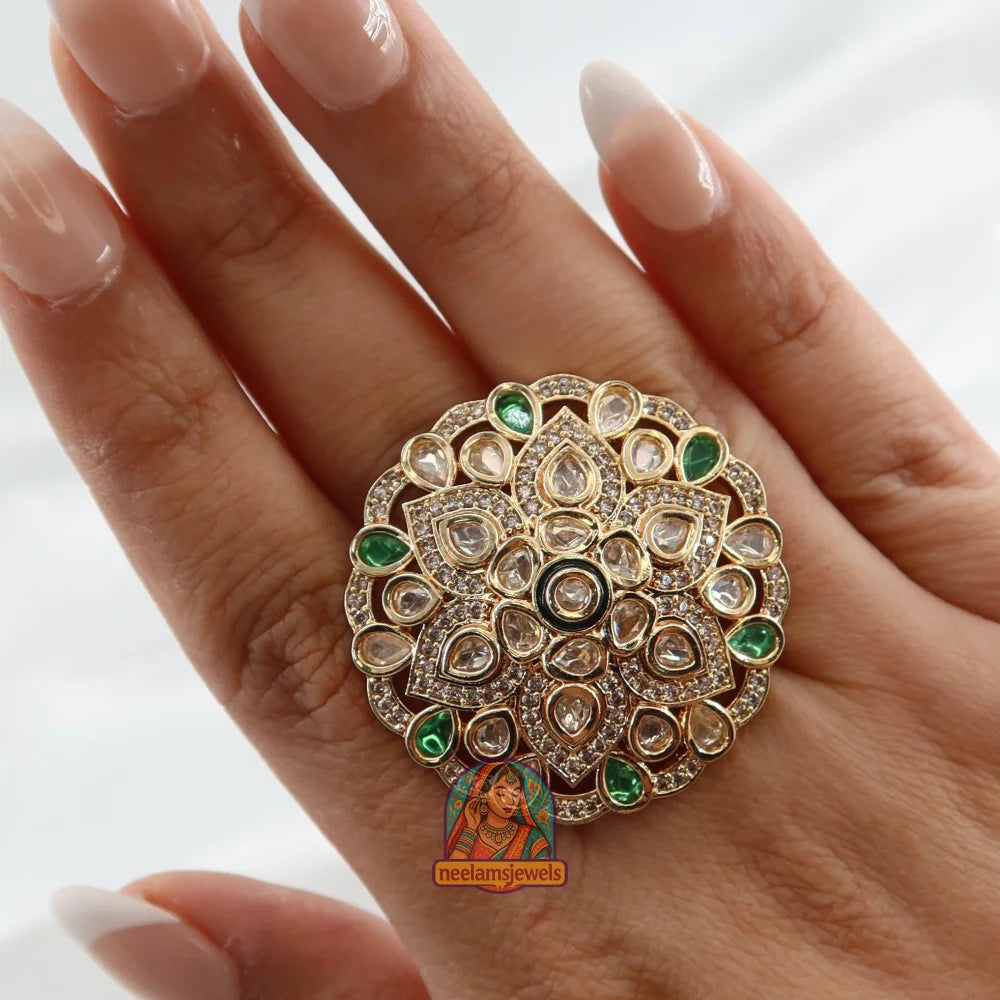 Noorani Phool Ring Green