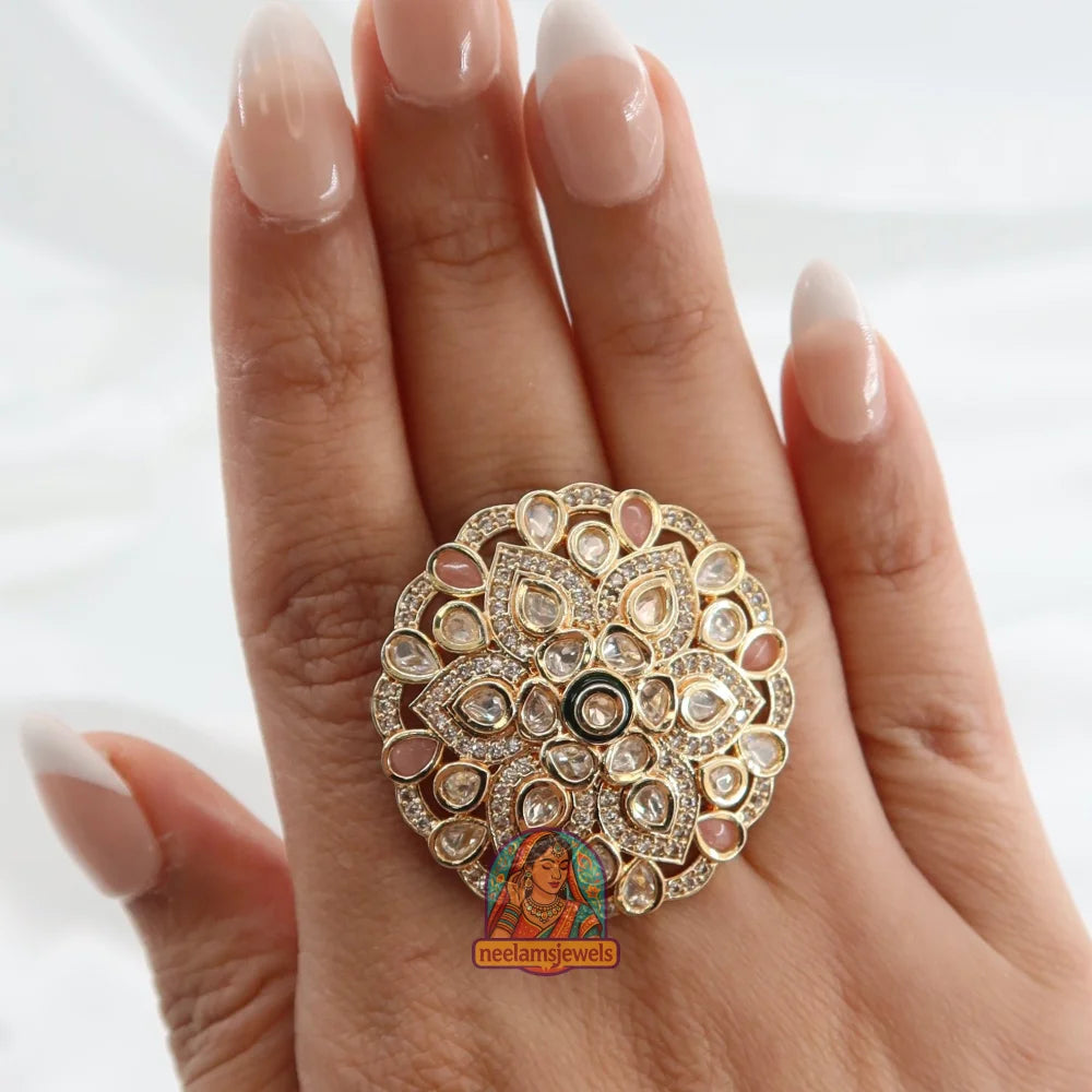 Noorani Phool Ring Light Pink