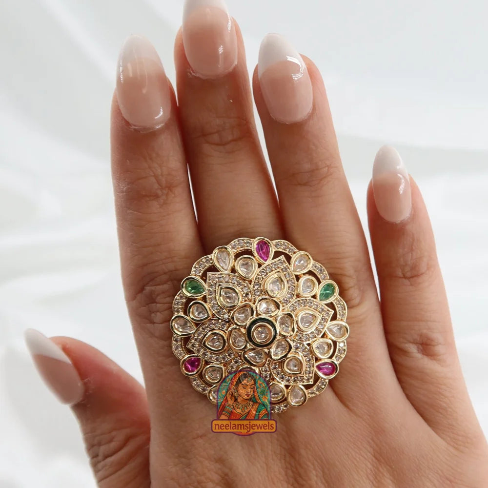 Noorani Phool Ring Pink & Green
