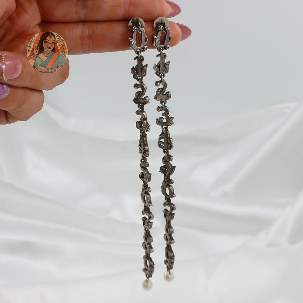 Number Silver Earrings