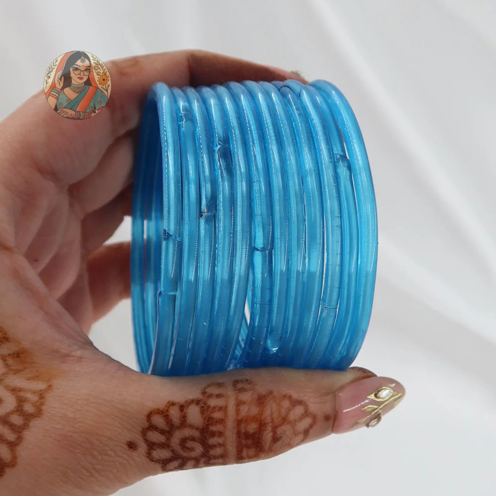 ’Ocean Blue’ Rang Pakka Glass Bangle Set