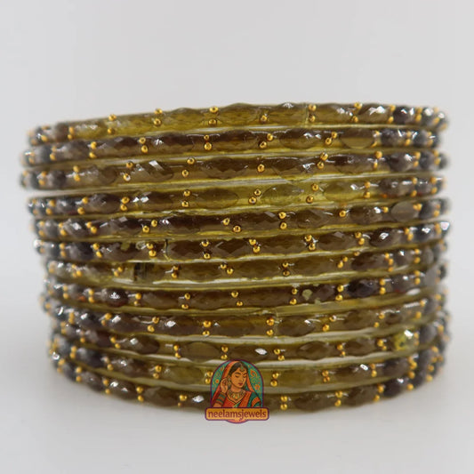 ’Olive Green’ Glass Bangle Set