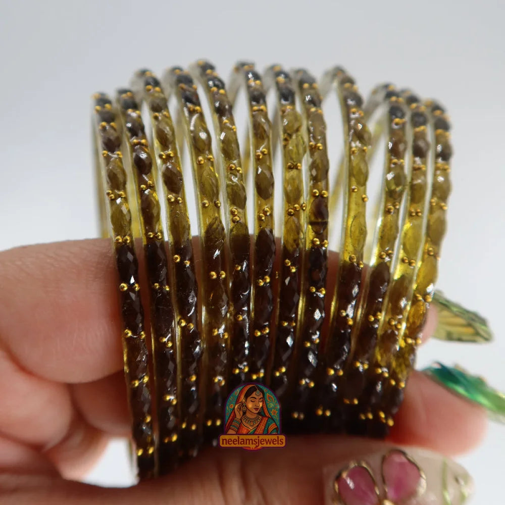 ’Olive Green’ Glass Bangle Set