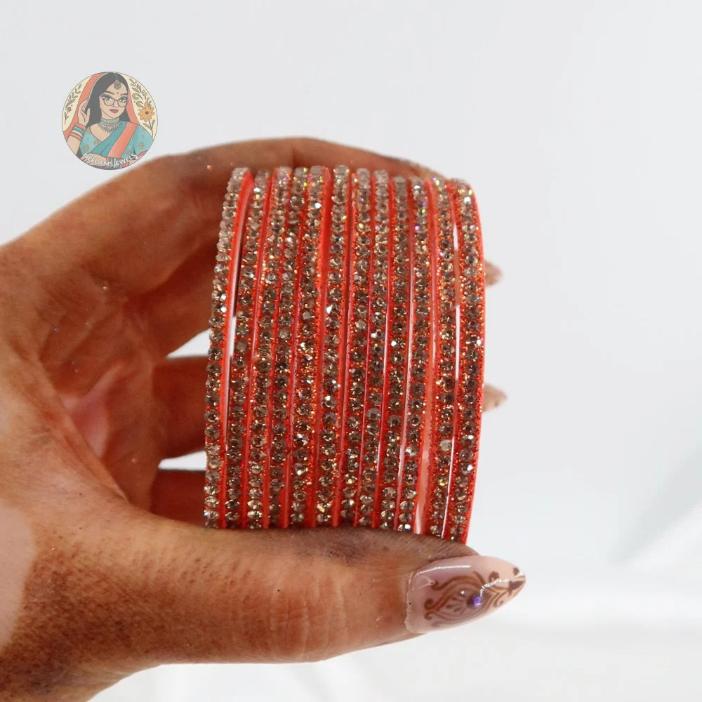’Orange’ Bebo Glitter Glass Bangle Set