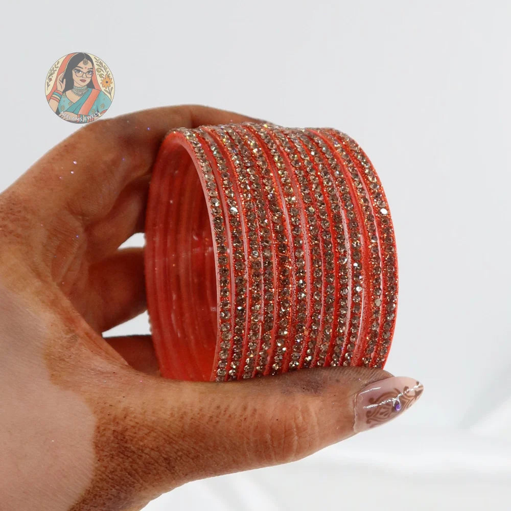 ’Orange’ Bebo Glitter Glass Bangle Set