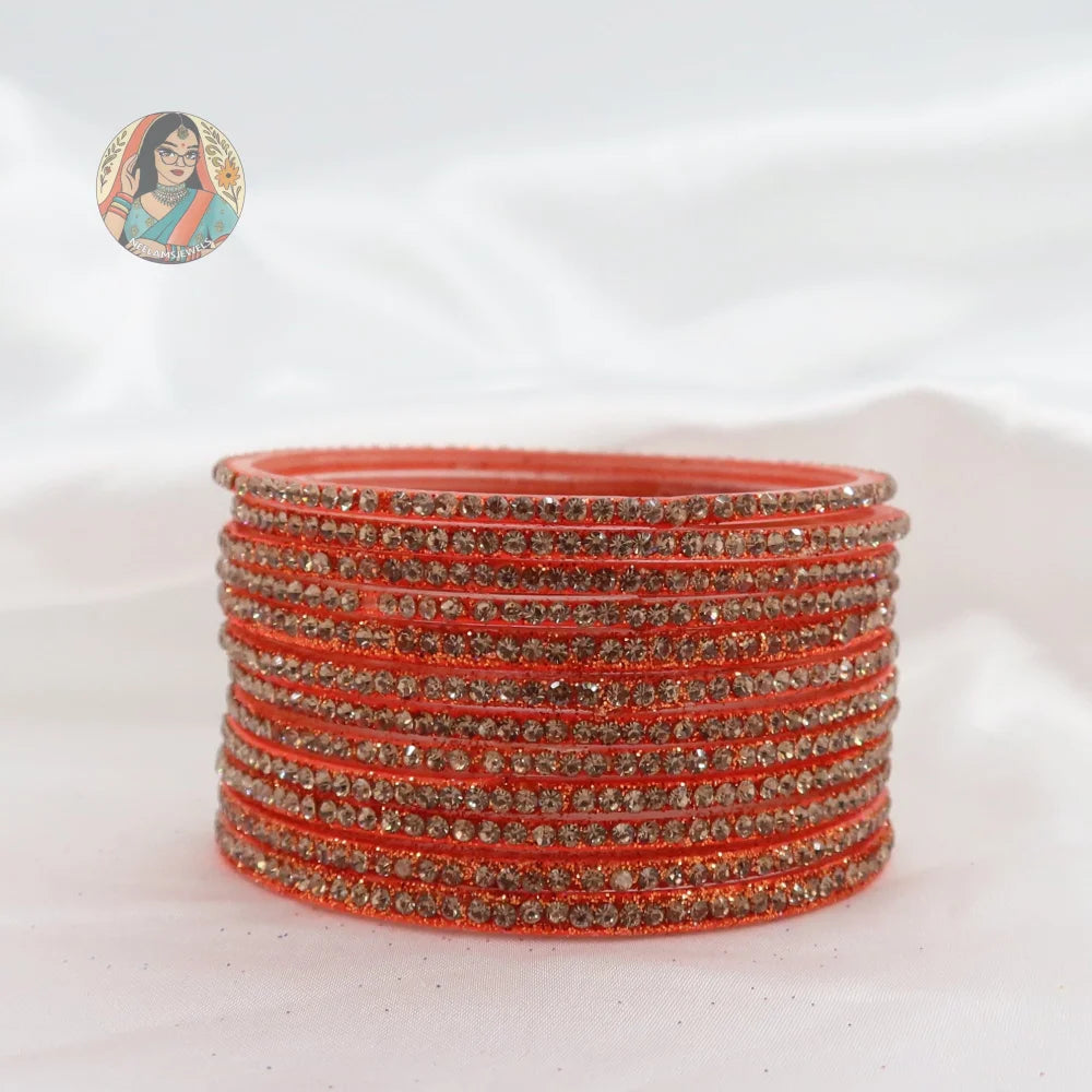 ’Orange’ Bebo Glitter Glass Bangle Set